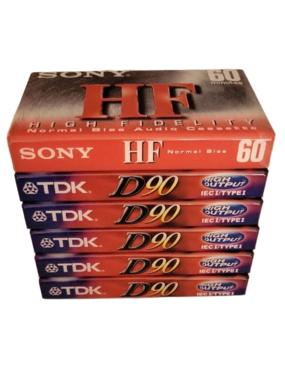 TDK D90 High Output Blank Cassette Tapes (5) & SONY HF C-60HFC Blank (1)